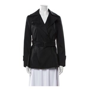 Akris Punto Biker Black Moto Jacket Belted‎ Zip Up Minimalist Blazer Women's 8